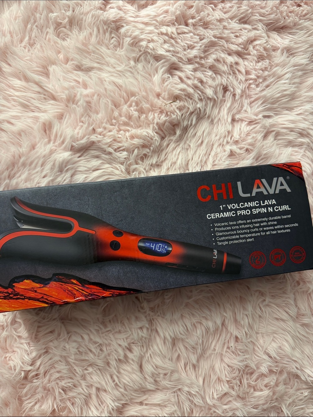 1" Volcanic Lava Ceramic Pro Spin N Curl - Black and Red